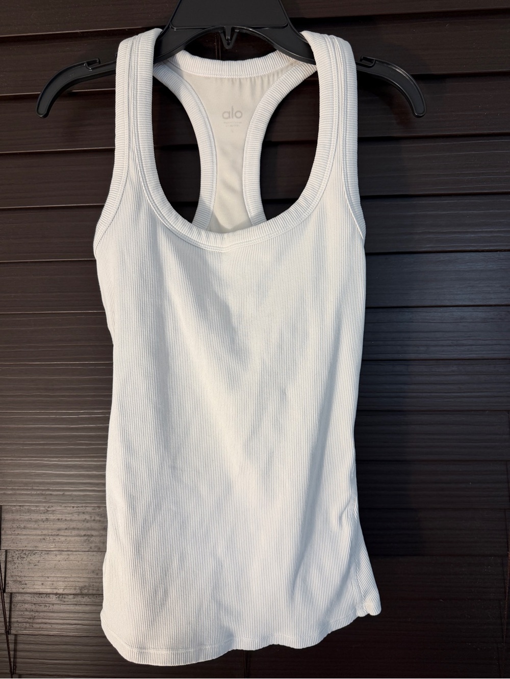 ALO Yoga White Ribbed Racerback Tank Top
